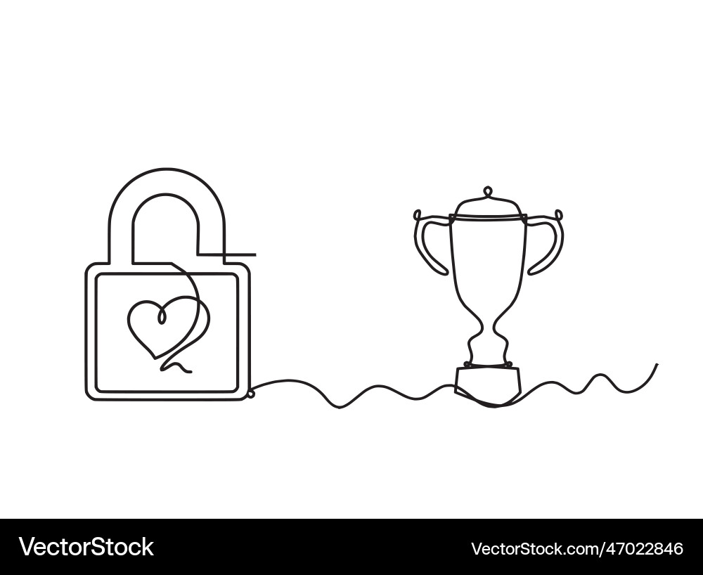 Abstract heart-lock with trophy as continuous Abstract heart-lock with trophy as continuous Vector Image