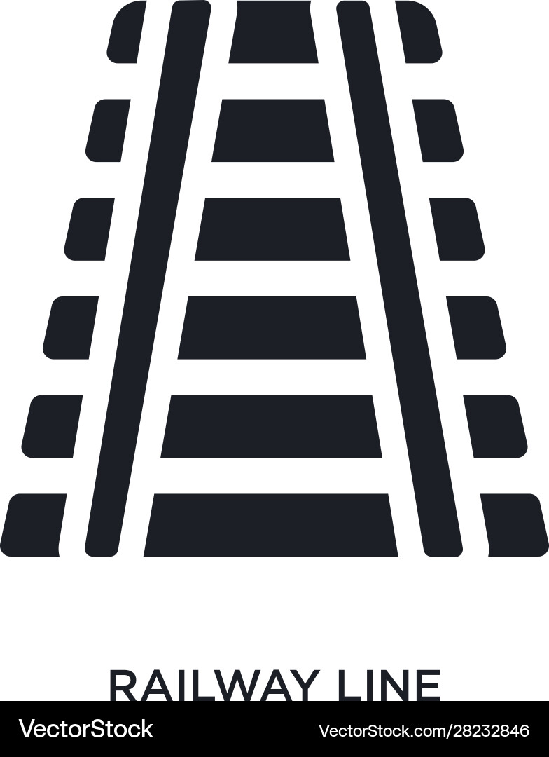 Black railway line isolated icon simple element vector image