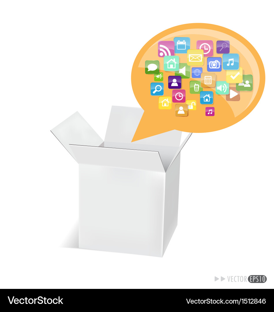 Box with application icons vector image