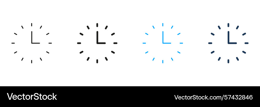 Clock face line and solid icon set time Clock face line and solid icon set time vector image