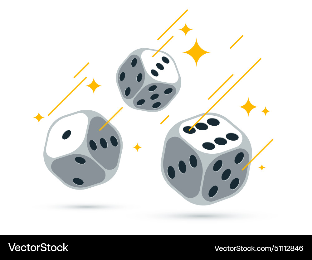 Dice 3d objects isolated gambling games design Vector Image