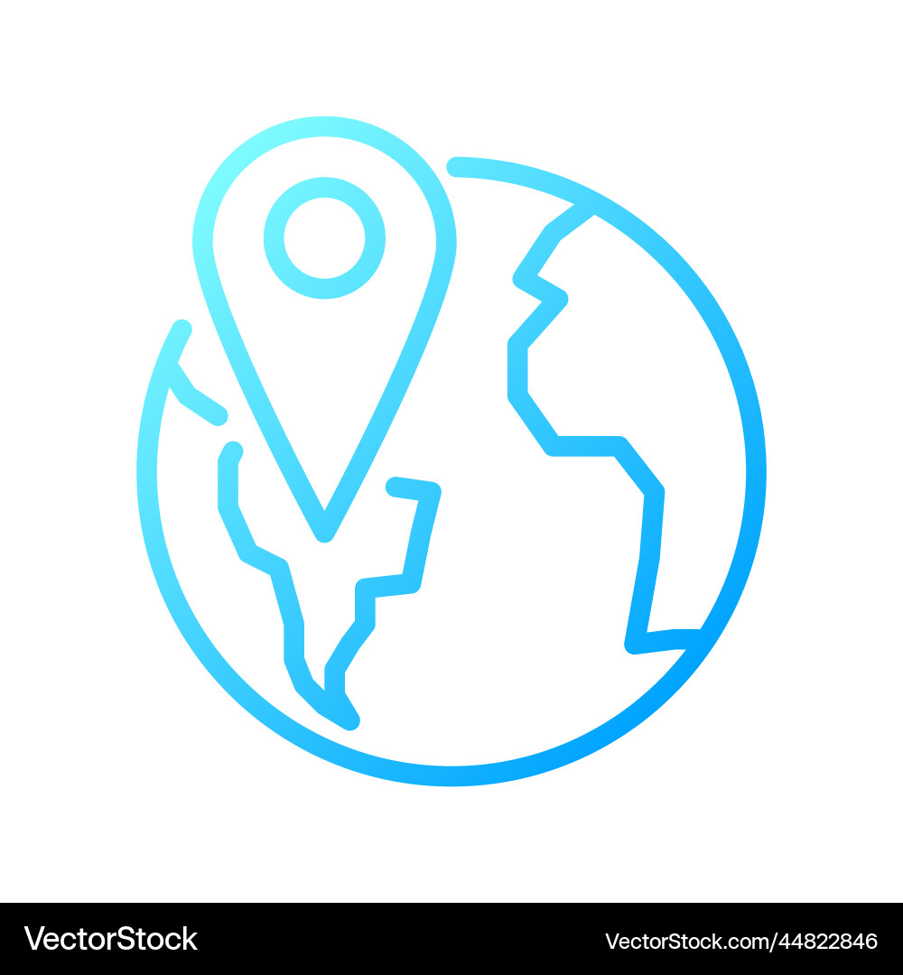 Globe with pin pixel perfect gradient linear icon Globe with pin pixel perfect gradient linear icon vector image