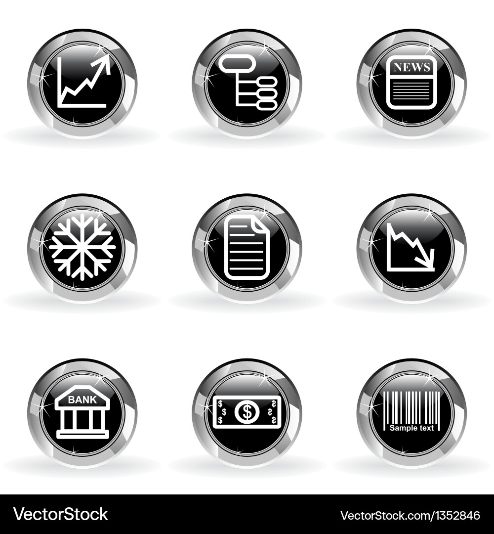 Glossy Icon Set - Circular Reflection vector image