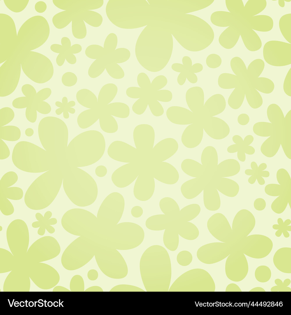 Green seamless pattern with simple flowers Green seamless pattern with simple flowers vector image