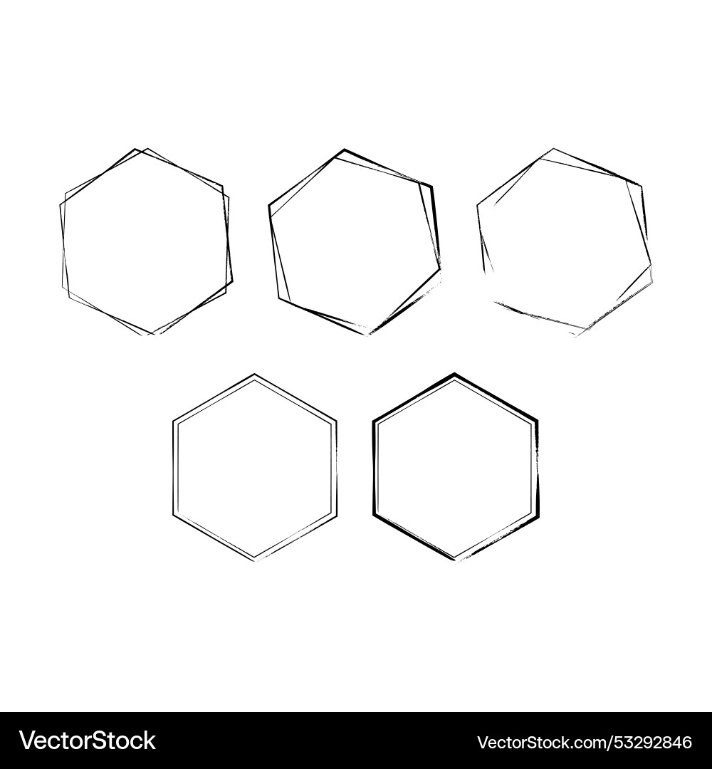 Hexagon grunge texture element frame border shape Hexagon grunge texture element frame border shape vector image