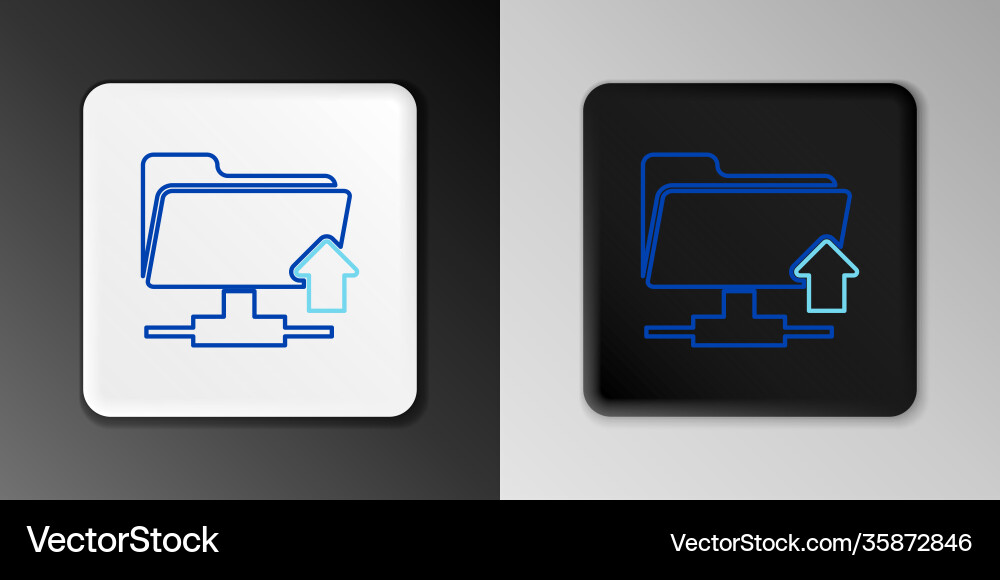 Line ftp folder upload icon isolated on grey vector image