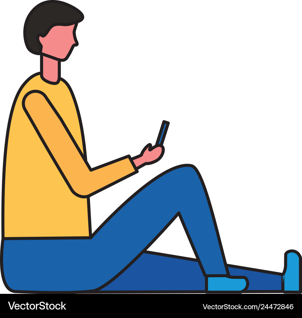 Man using mobile digital Vector Image