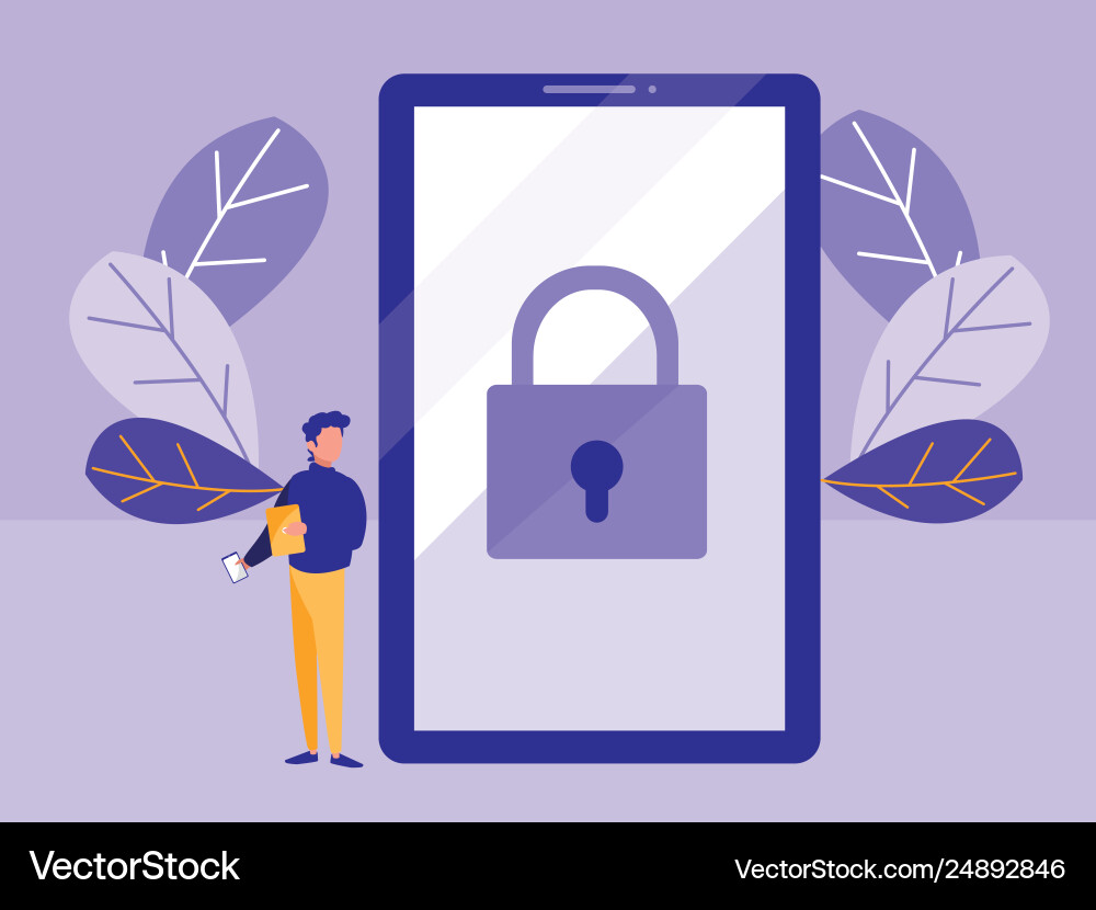 Man using smartphone device Man using smartphone device vector image