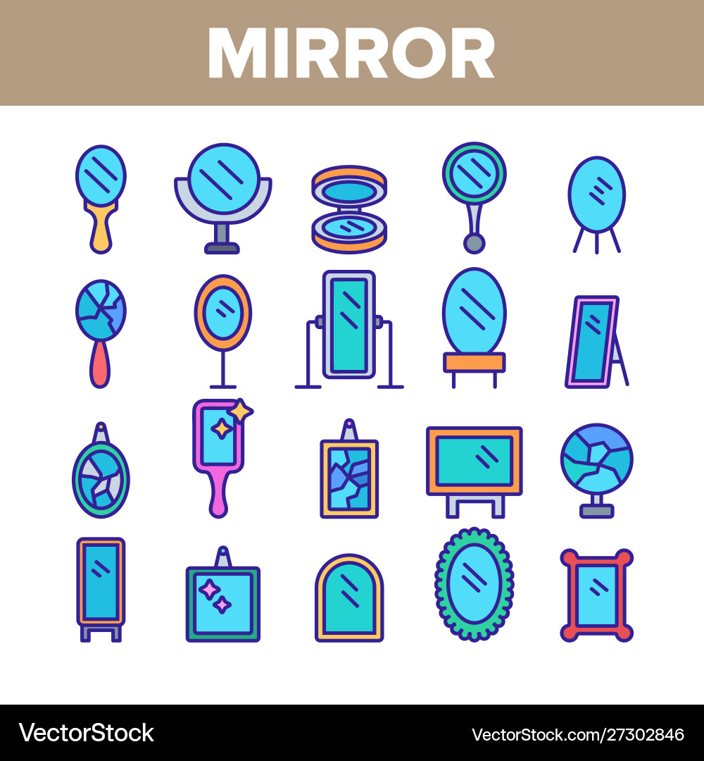 Mirror different form color icons set Mirror different form color icons set Vector Image