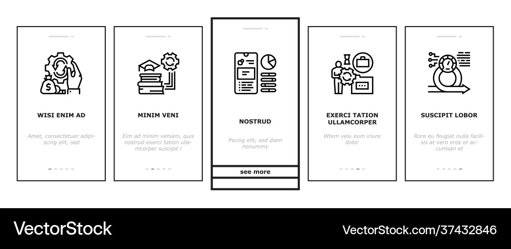 Optimize operations onboarding icons set Optimize operations onboarding icons set vector image