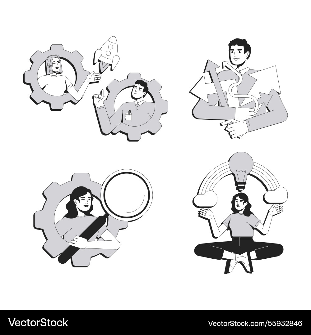 Problem solving line conceptual set Problem solving line conceptual set vector image