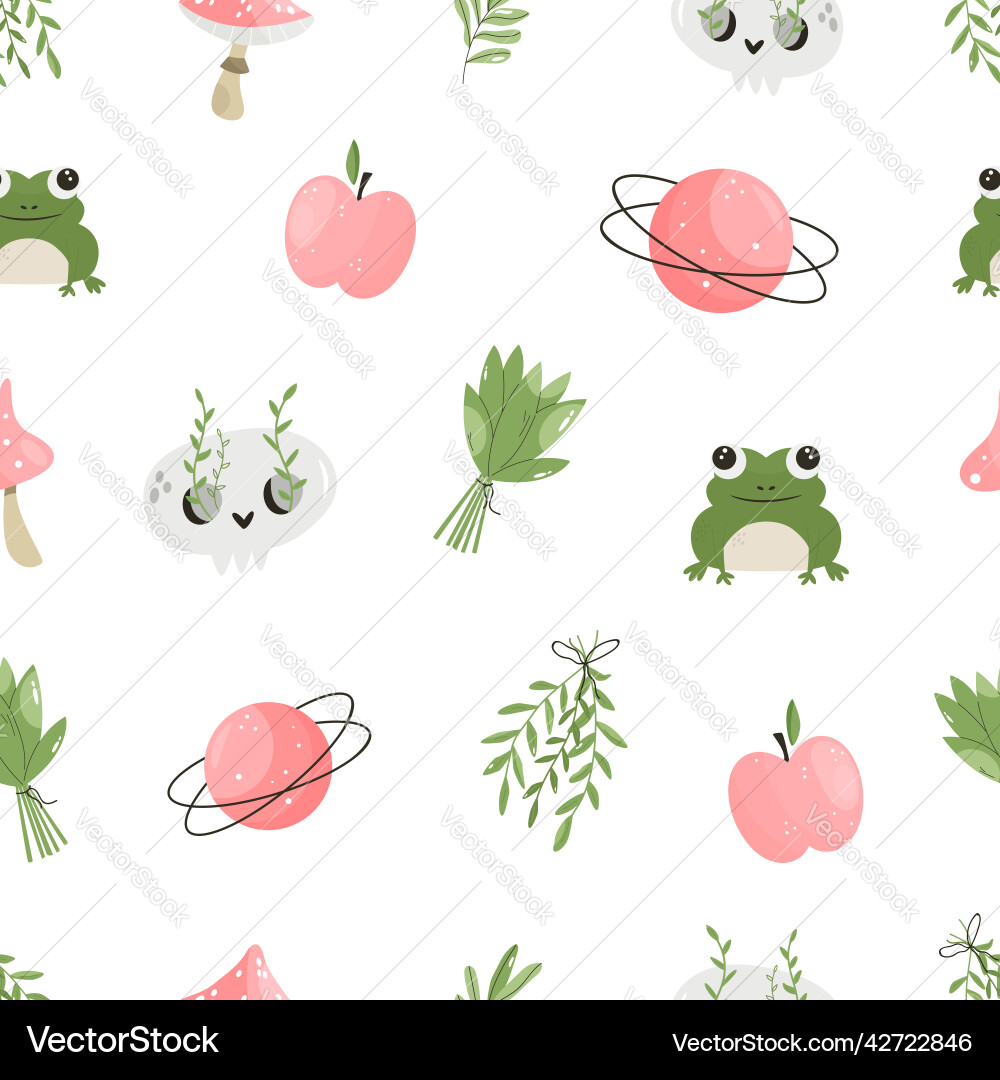 Seamless pattern with sorcery symbols - frog Seamless pattern with sorcery symbols - frog vector image