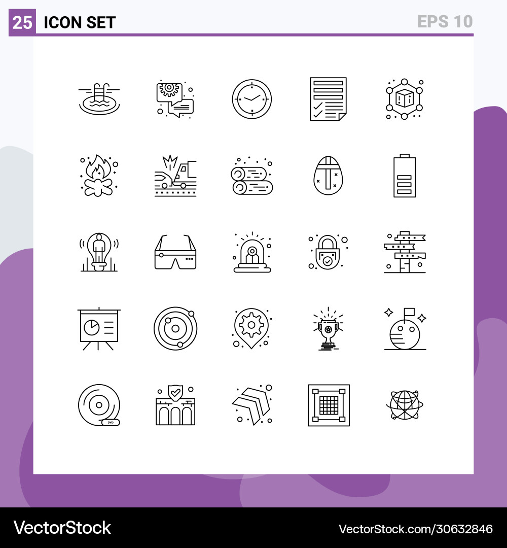 Set 25 lines on grid for cube paper time page Vector Image