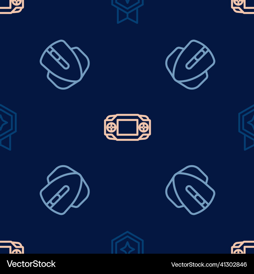 Set line game rating with medal computer mouse Set line game rating with medal computer mouse vector image