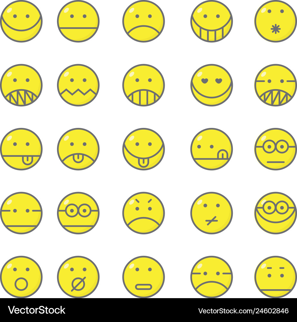 Set of emoticon with simple line design style Set of emoticon with simple line design style Vector Image
