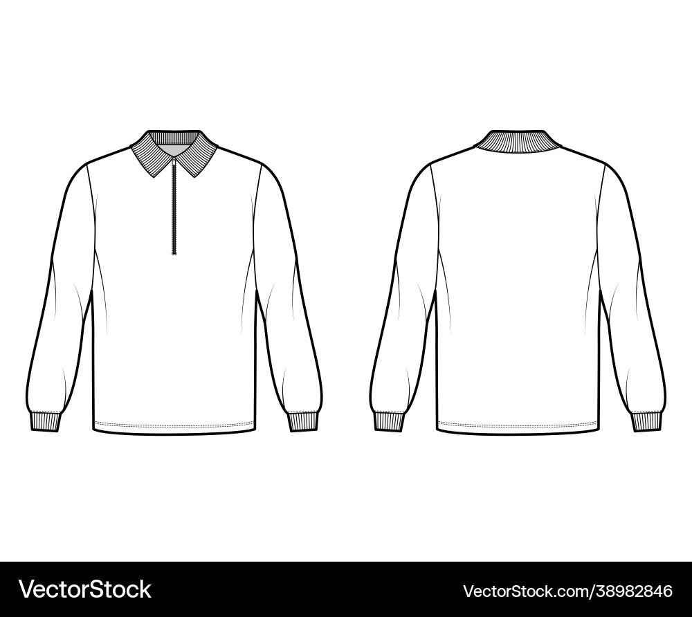 Shirt zip-up polo technical fashion Royalty Free Vector