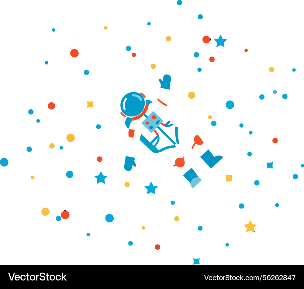 Astronaut floating in colorful space surrounded Astronaut floating in colorful space surrounded vector image