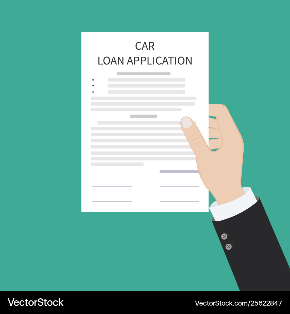 Car loan application form submission document vector image