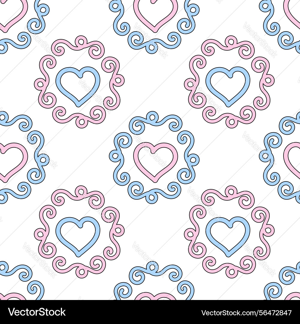 Colorful heart pattern with whole and broken Vector Image