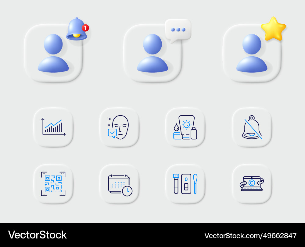 Covid test face accepted and qr code line icons Covid test face accepted and qr code line icons vector image