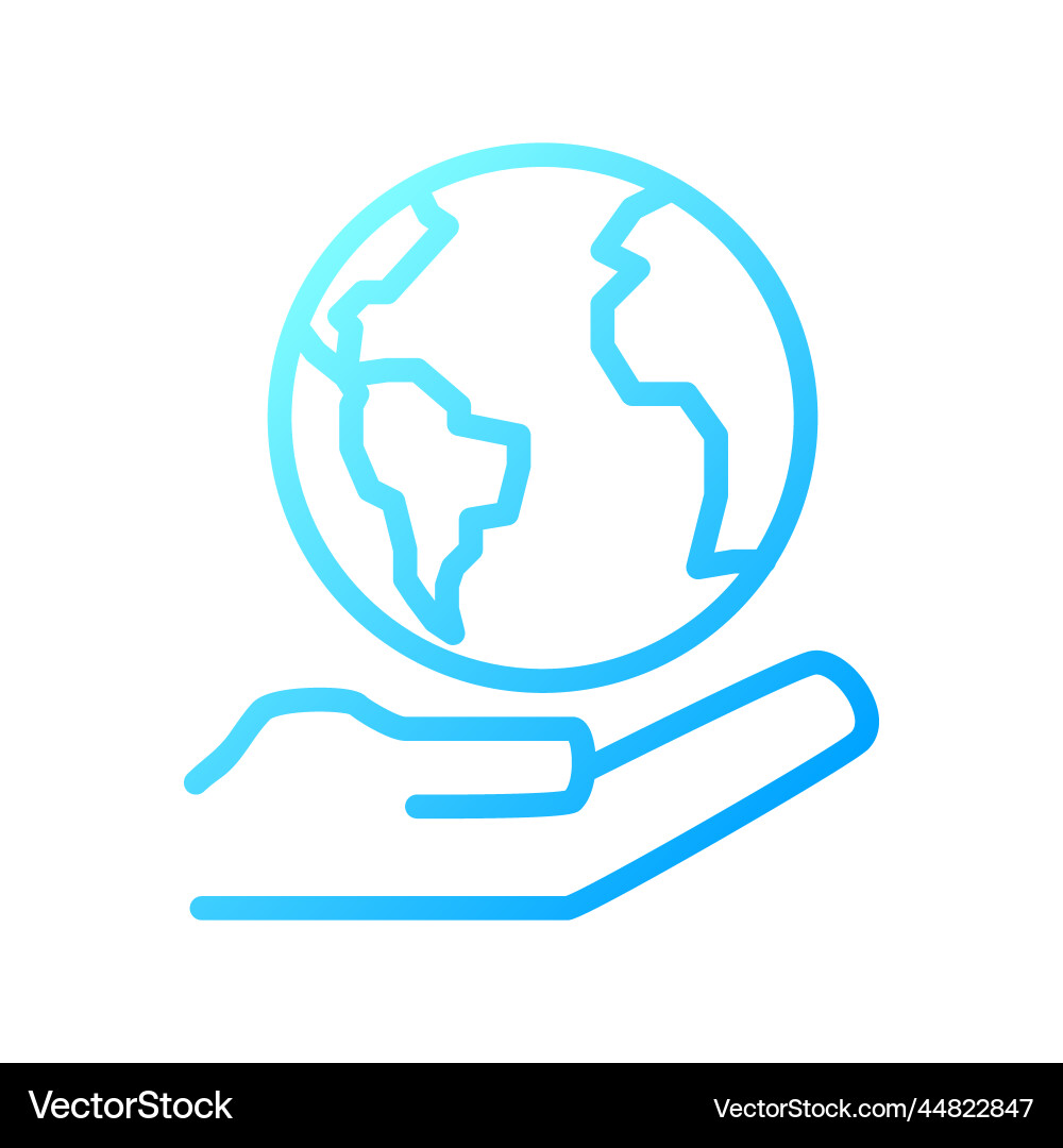 Globe on hand pixel perfect gradient linear icon Vector Image