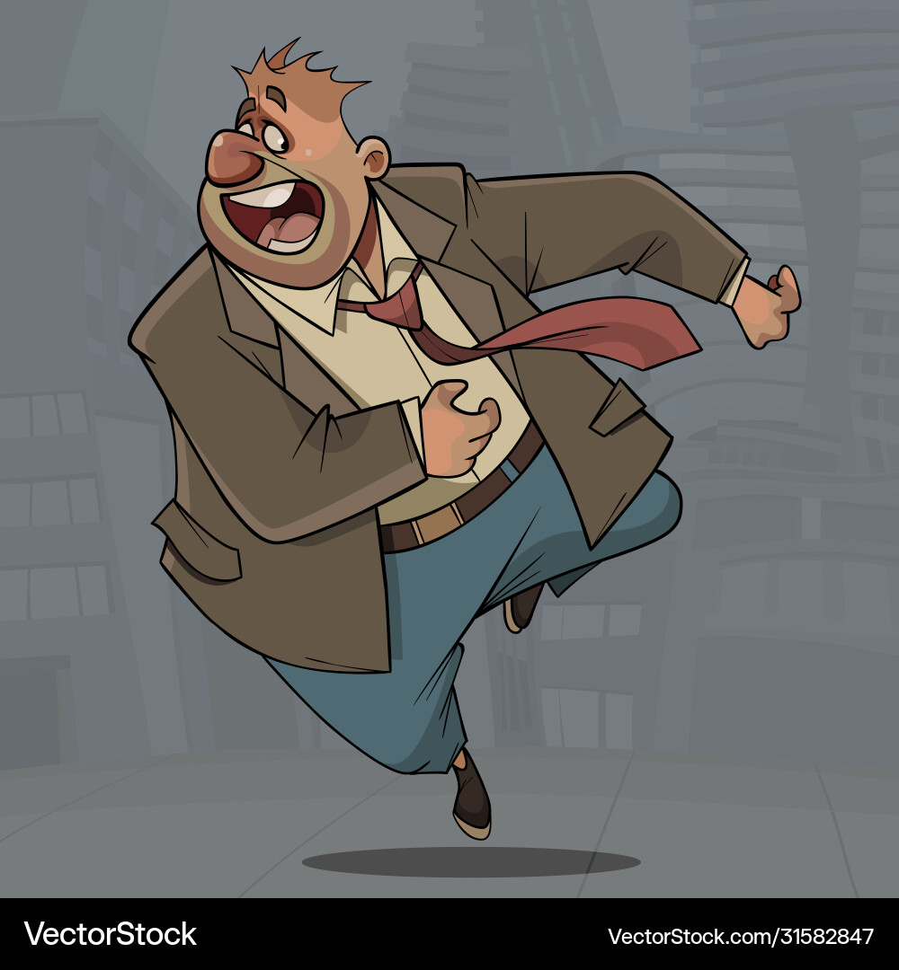 Man Running in Suit - Fearful Expression Vector Image