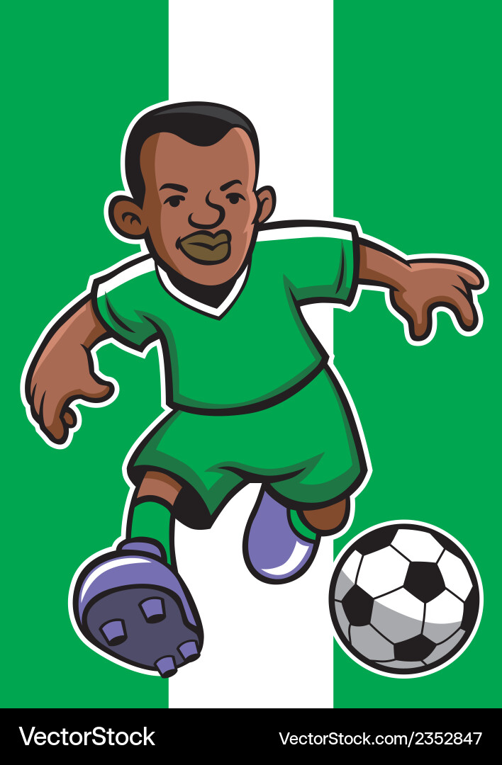 Nigeria Soccer Player with Flag Vector Image