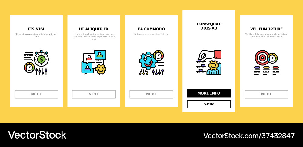 Optimize operations onboarding icons set vector image