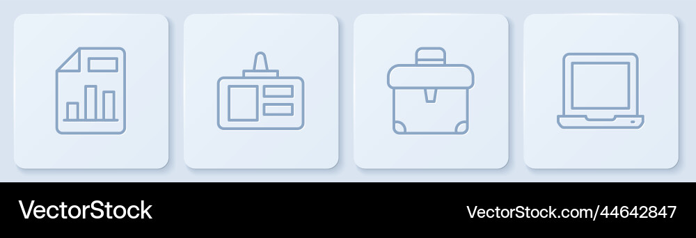Set line document with graph chart briefcase Set line document with graph chart briefcase vector image