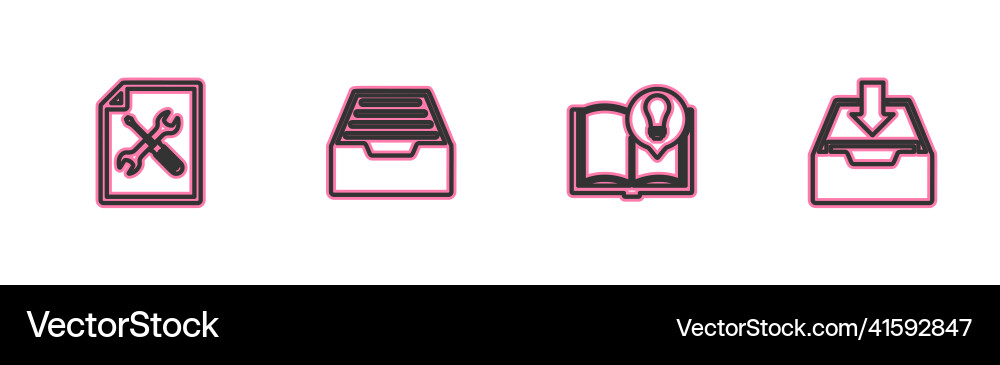 Set line file document service interesting facts Set line file document service interesting facts vector image