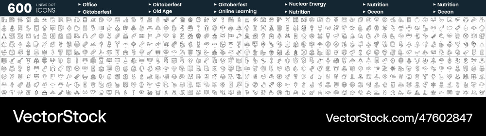 Set of 600 thin line icons in this bundle include Set of 600 thin line icons in this bundle include vector image