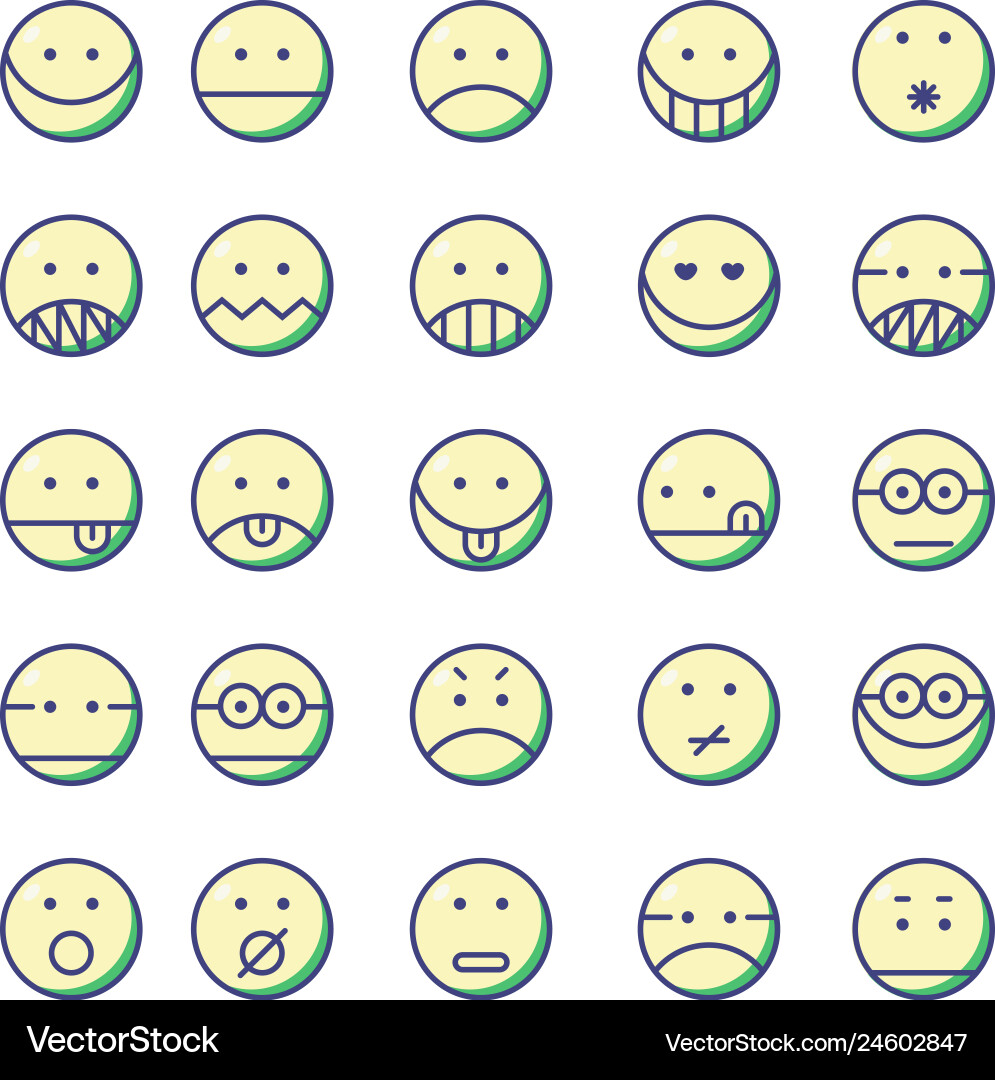 Set of emoticon with simple line design style Vector Image