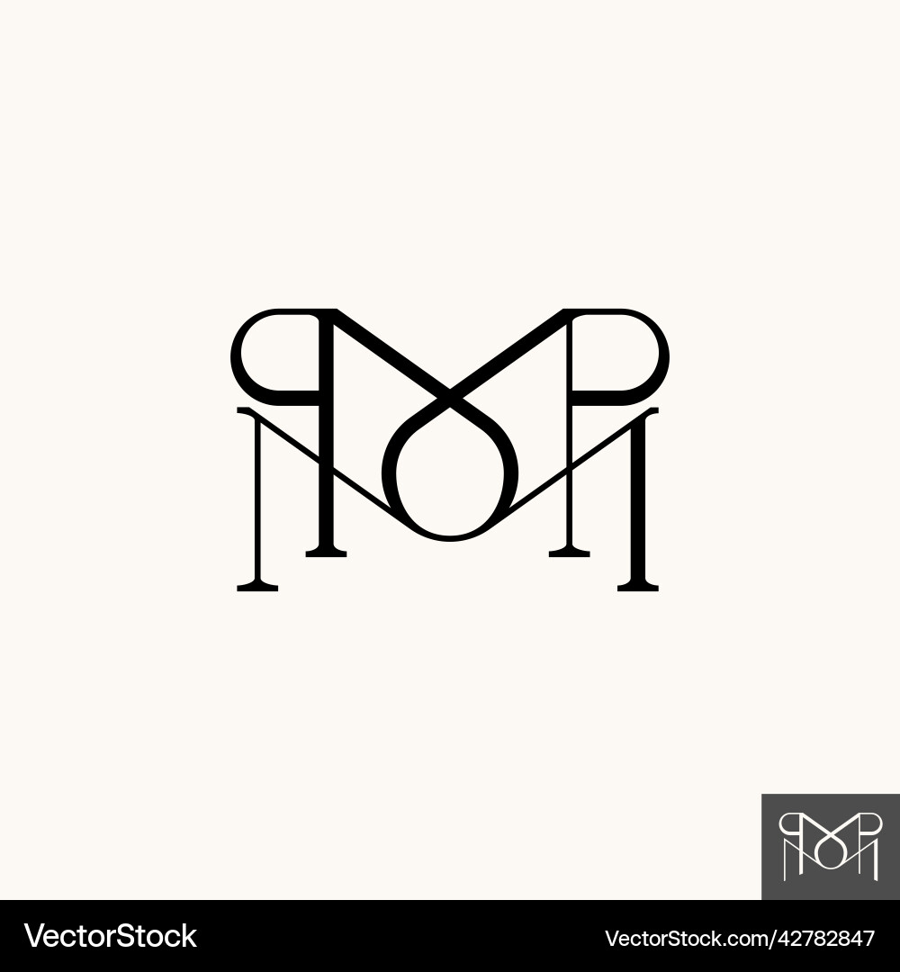 Simple letter mmp line thin serif font pattern Vector Image