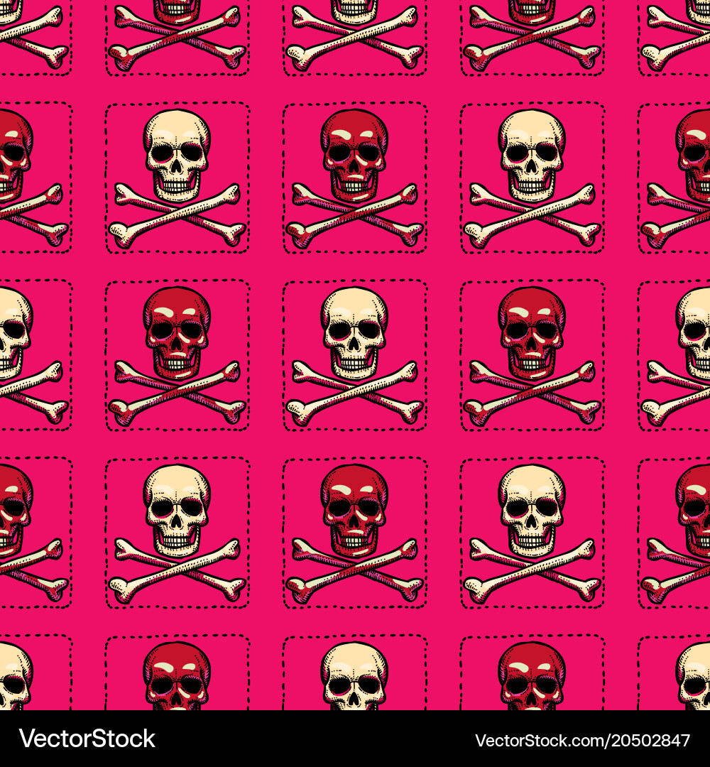 Skull and cross bones seamless pattern vector image