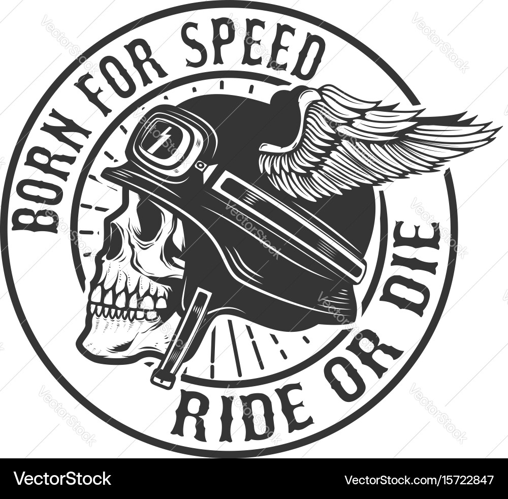 Skull Helmet Ride or Die vector image