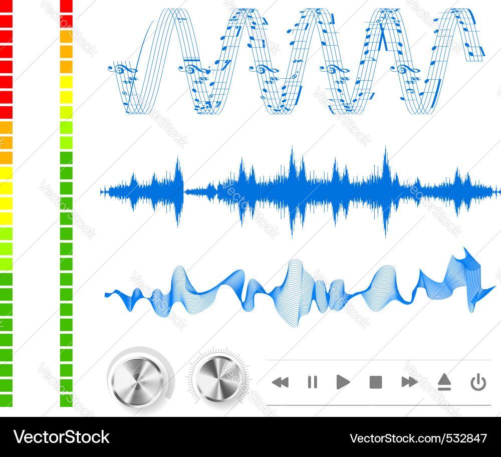 Sound Wave & Music Buttons Vector Image
