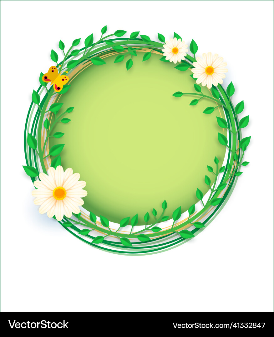 Spring composition in a round frame leaves Spring composition in a round frame leaves vector image