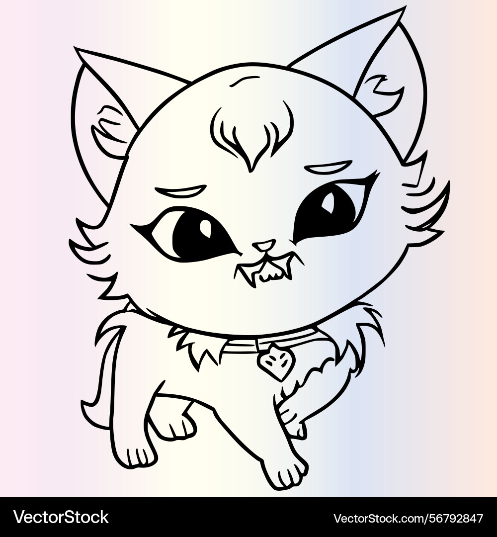 Vampire cat coloring page for kids Royalty Free Vector Image