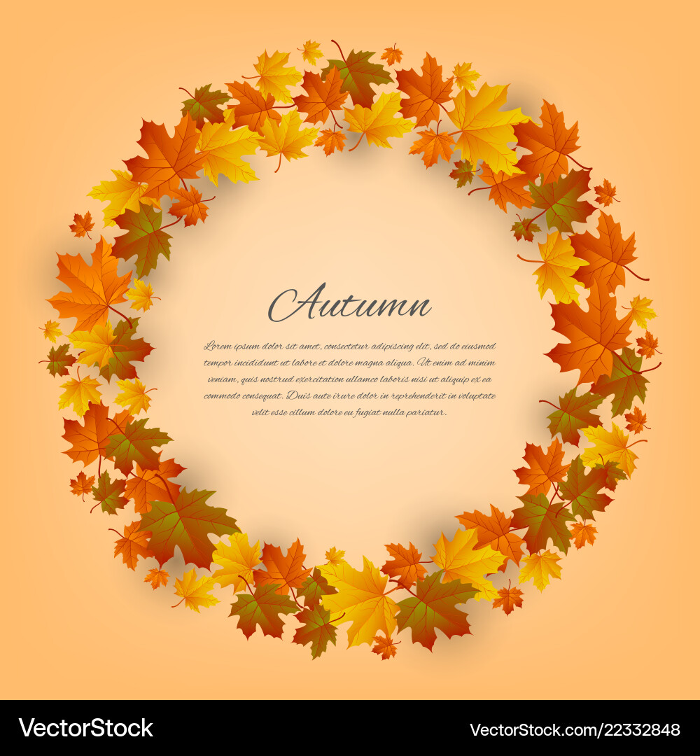 Autumnal round frame background with maple autumn Autumnal round frame background with maple autumn vector image