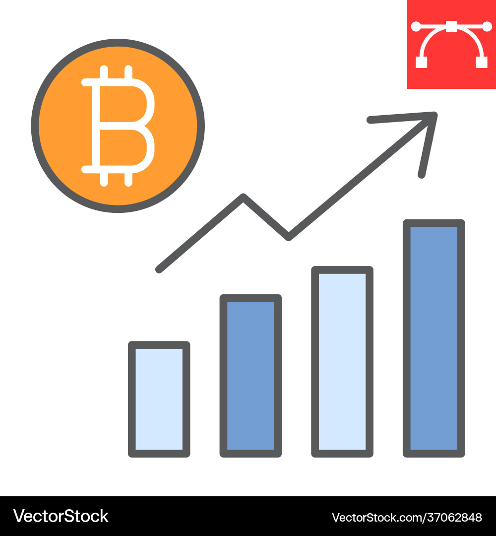 Bitcoin statistics color line icon graph Bitcoin statistics color line icon graph vector image