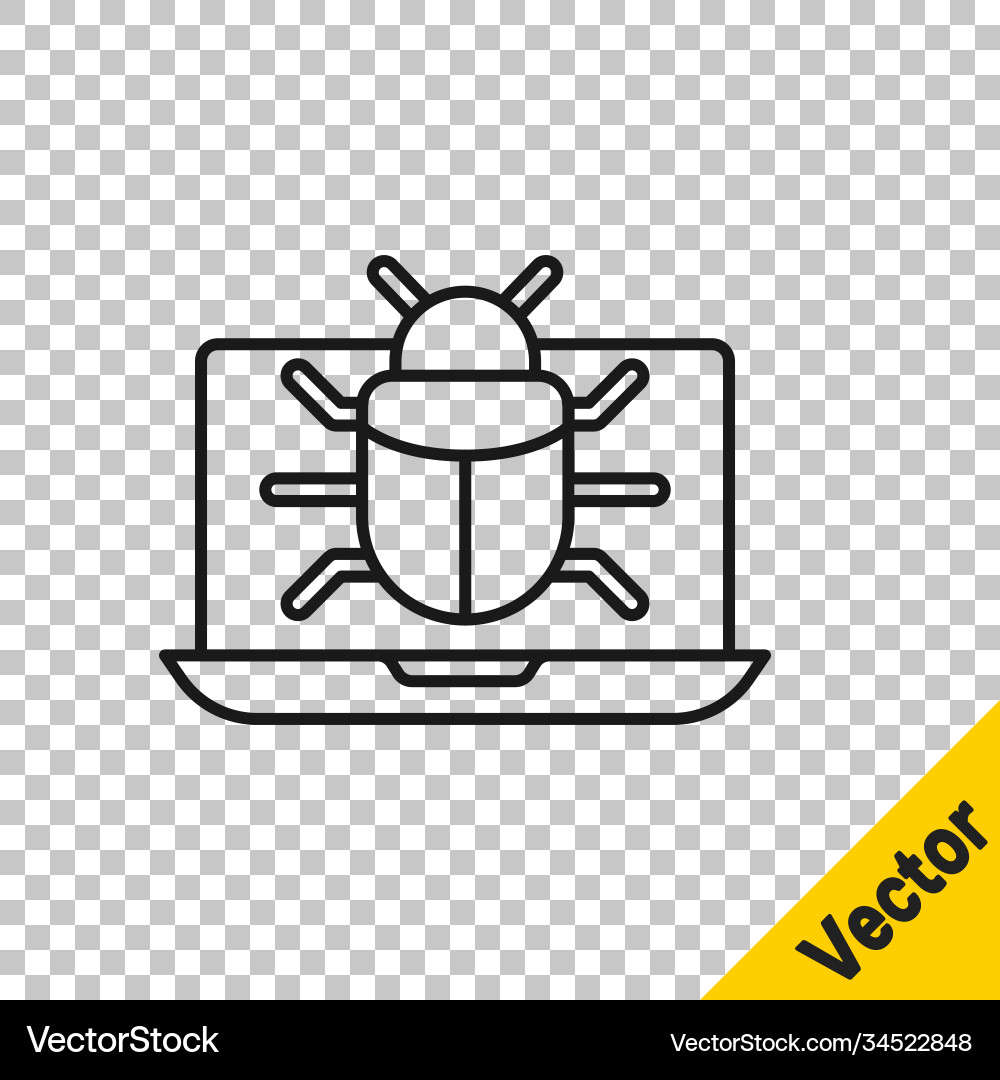 Black line system bug on monitor icon isolated Vector Image