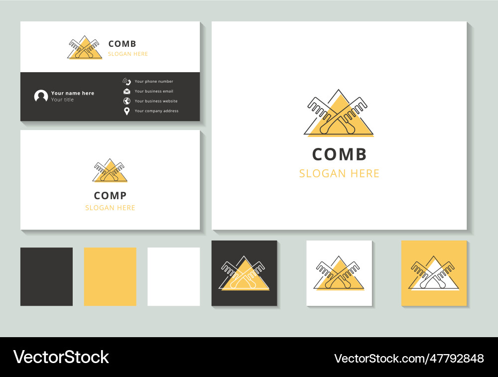 Comb logo design with editable slogan branding Comb logo design with editable slogan branding Vector Image