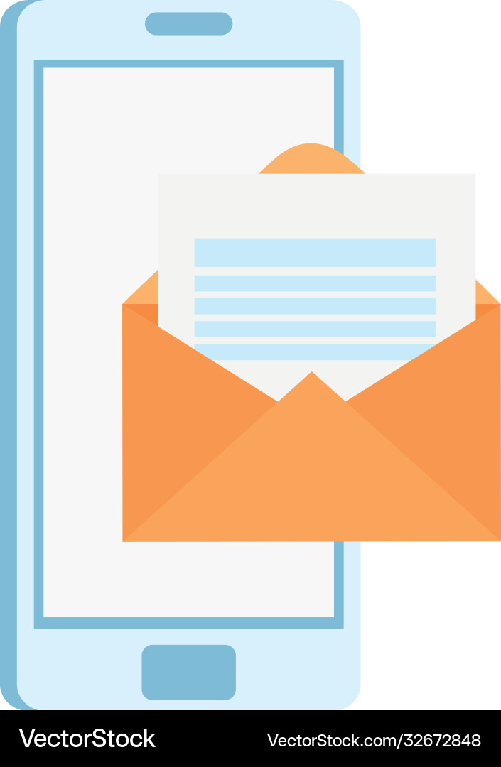 Envelope message in front smartphone Vector Image