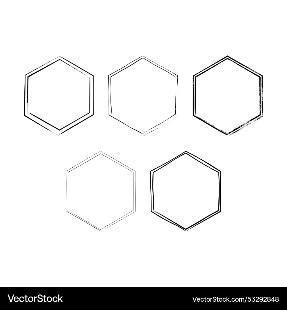 Hexagon grunge texture element frame border shape Hexagon grunge texture element frame border shape vector image