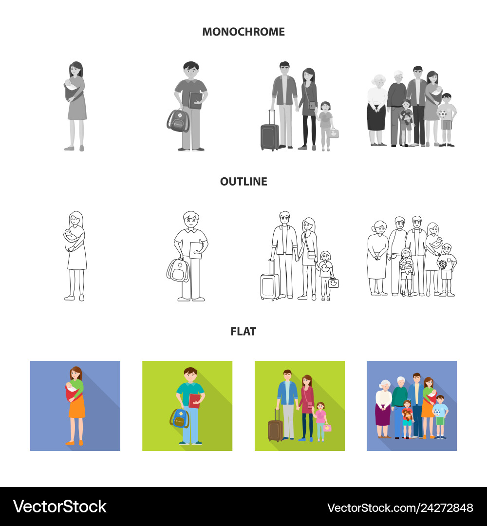 Isolated object of character and avatar icon set Isolated object of character and avatar icon set vector image