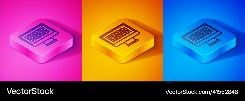 Isometric line binary code icon isolated on pink Isometric line binary code icon isolated on pink vector image