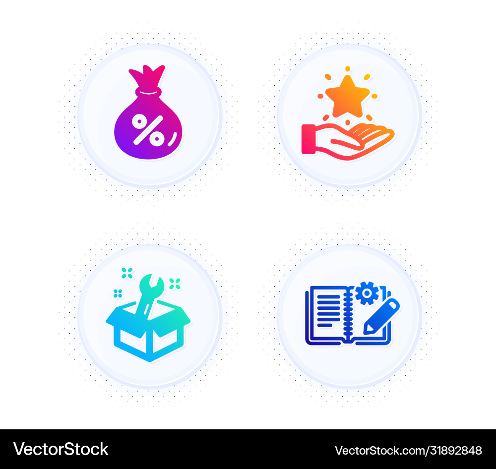 Loan loyalty program and spanner icons set Loan loyalty program and spanner icons set Vector Image