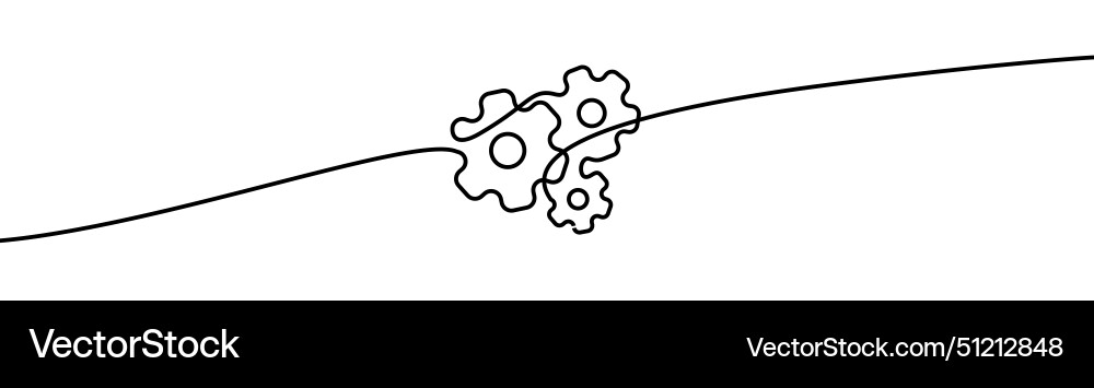 Mechanic gears shape drawing by continuos line Mechanic gears shape drawing by continuos line vector image