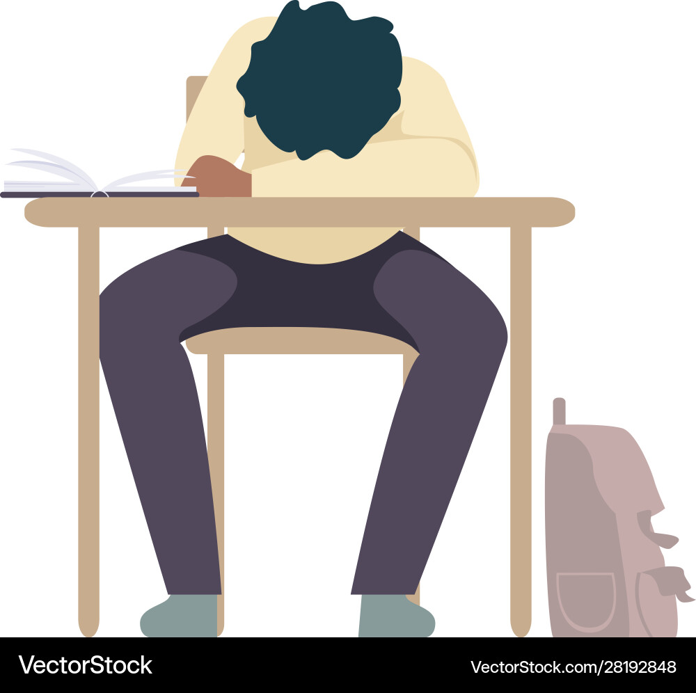 Naughty boy sleeping at school resting his head – Royalty-Free Vector |  VectorStock, image size:1000x996