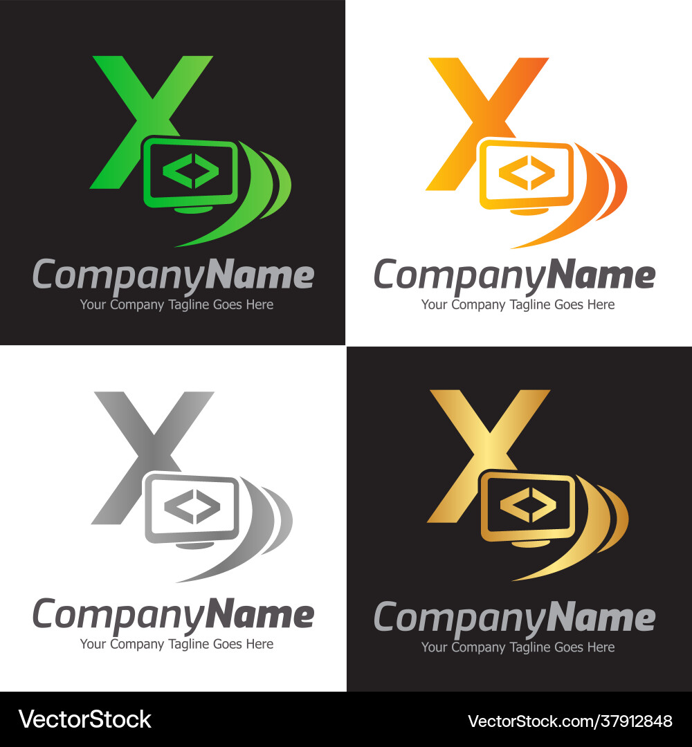 Programming code and computer monitor logo Vector Image
